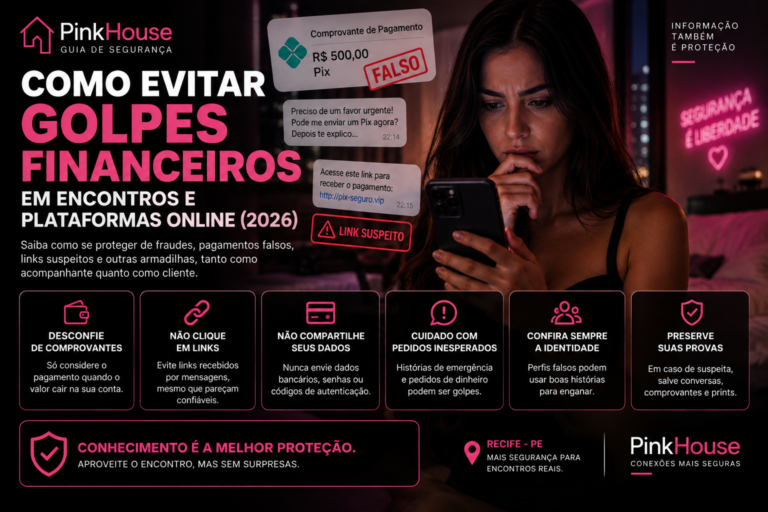 Aprenda como evitar golpes financeiros em encontros e plataformas online, identificando comprovantes falsos, links suspeitos e pedidos de dinheiro.